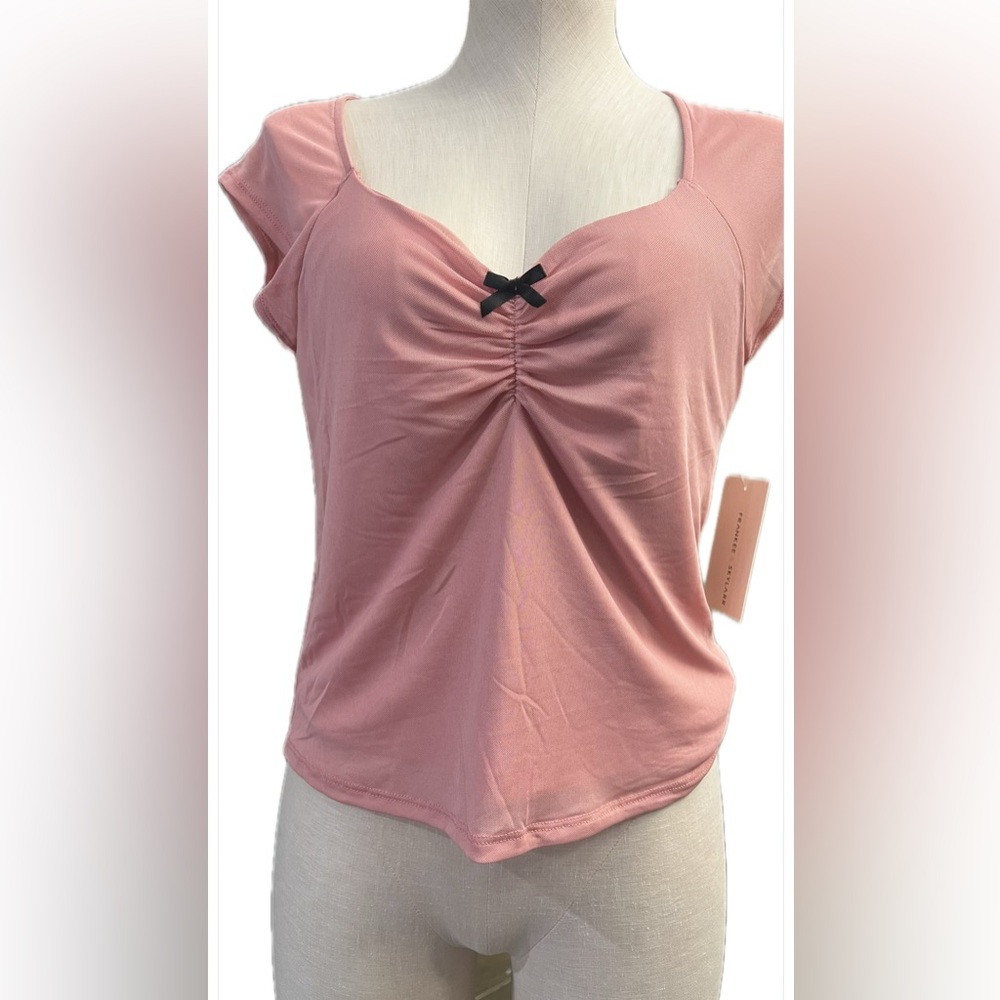 Frankie & Skylar Pink Women's Top with Black Accent Bow